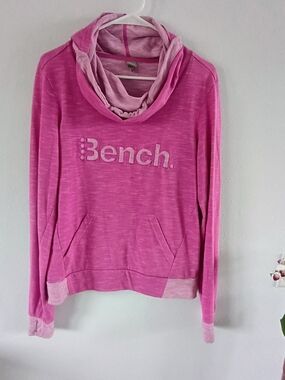 Bench Pink Pullover Hoodie Women’s Large Cowl Neck Lightweight Sweatshirt